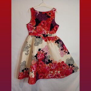 1950s Swing Floral Paisley Sleeveless A-Line Dress Size Large